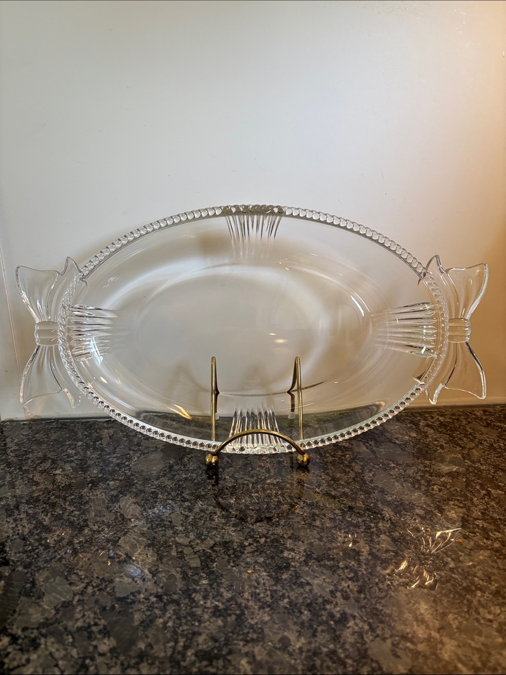 Marquis by Waterford Oval Platter with Bow Handles
